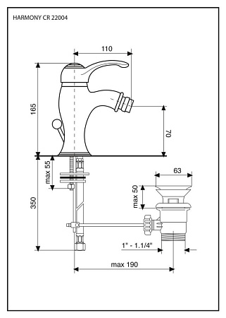 Смеситель Emmevi Harmony 22004BO для биде, белый/золото