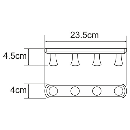 Вешалка WasserKRAFT Kammel K-1074W 4 крючка, белый матовый