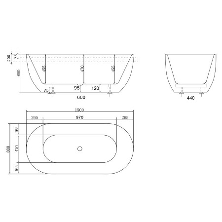 Акриловая ванна BelBagno BB70-1500-800 150x80 белый