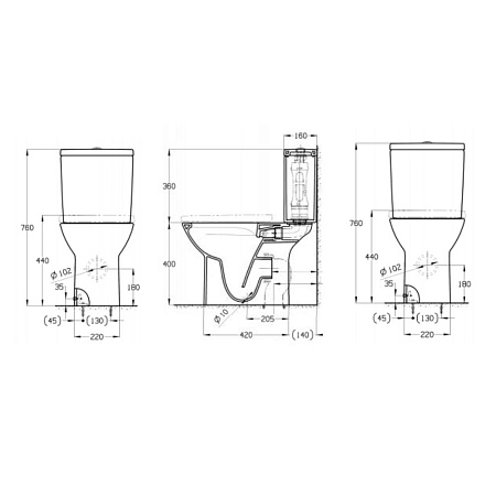 Унитаз-компакт Roca Debba Round Rimless 34299P00Y