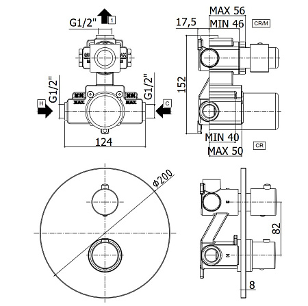 Смеситель Paffoni Light LIQ013NO для душа, черный матовый