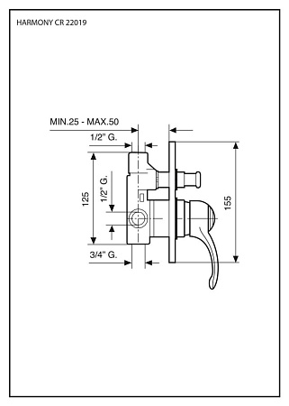 Смеситель Emmevi Harmony 22019BC для душа, белый/хром