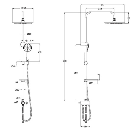 Душевая стойка Lemark LM8809C хром