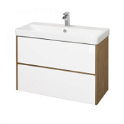 Тумба с раковиной Aquaton Сканди 1A251901SDZ90 90 2 ящика, белый/дуб рустикальный