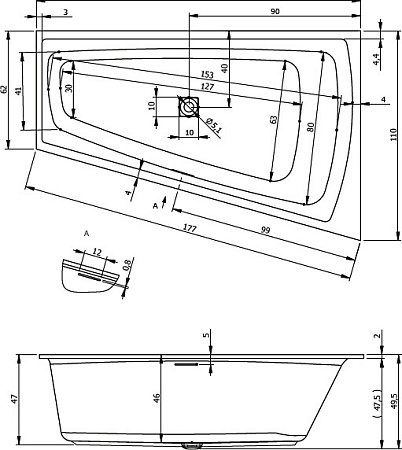 Ванна акриловая Riho Still Smart B102001005 170x110 L