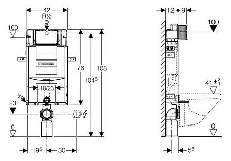 Система инсталляции Geberit Kombifix 110.350.00.5 для подвесного унитаза