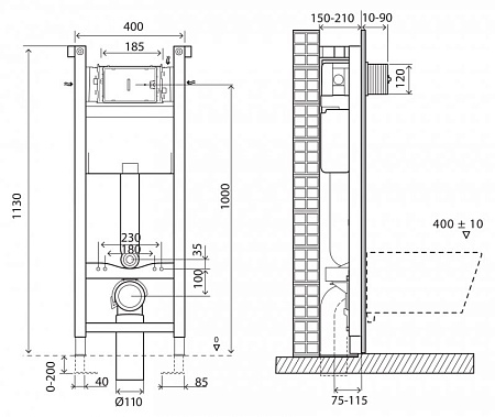 Система инсталляции для унитазов BelBagno BB004-40 EXPERT