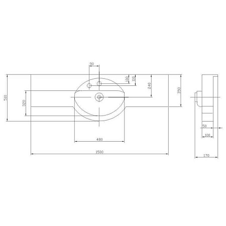 Мебельная раковина Aquaton Отель 1A70133NOT010 150 с навесами и диспенсером