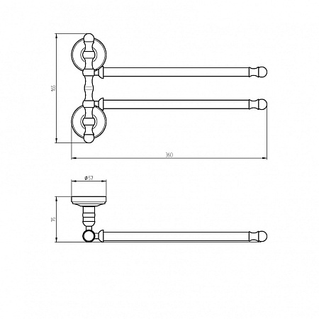 Полотенцедержатель Migliore Mirella 17184 двойной поворотный, бронза