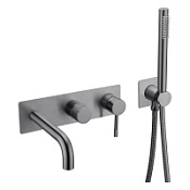 Смеситель Boheme Uno 464-3-SGM для ванны с душем, оружейная сталь глянцевая