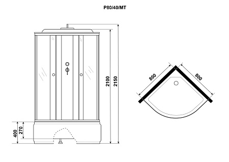 Душевая кабина Niagara Promo P80x40xMT 80x80x215 матовый/белый