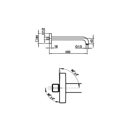 Кронштейн для верхнего душа Keuco 53088010402 хром