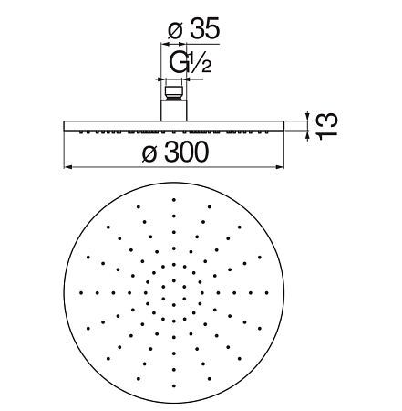 Верхний душ Nobili AD139/63FLP 30 черный глянцевый