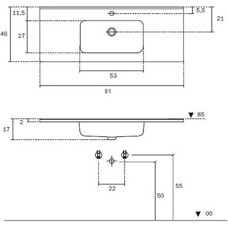 Раковина Inda Kona T298320KONA 80