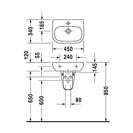 Раковина Duravit D-Code 0705450000 45 