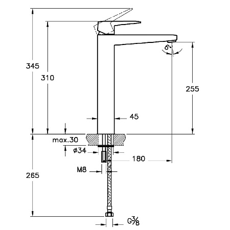 Смеситель VitrA Root Square A4273336EXP для раковины, черный матовый