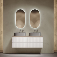 Мебель для ванной со столешницей Sancos Snob R 140 SNR70W+TT140A2 Bianco/Kreman