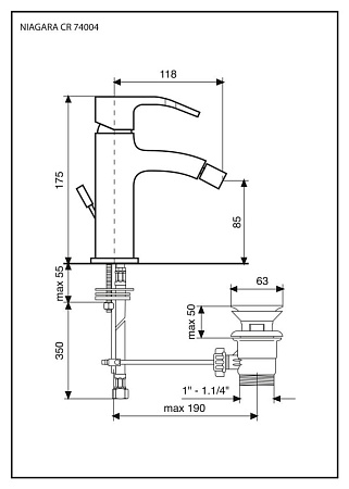 Смеситель Emmevi Niagara 74004/BIO для биде, белый матовый