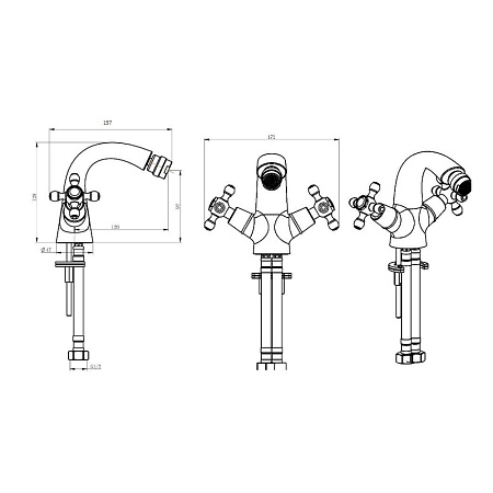Смеситель Boheme Royal 296-Royal для биде, золото