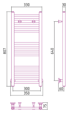 Полотенцесушитель водяной Сунержа Модус 800х300 хром
