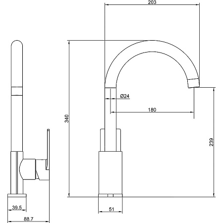 Смеситель для кухонной мойки beWash Purify BVMM0KT500 хром