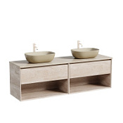 Тумба с раковиной и столешницей Sancos Marmi 1.0 160 MR1.080EG+TT160A2X дуб галифакс натурал/Kreman