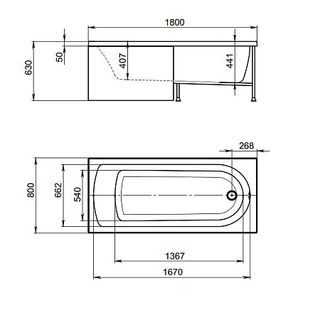 Акриловая ванна Timo Mika MIKA1880 180х80 без гидромассажа