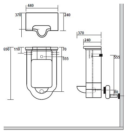 Писсуар Kerasan Waldorf 413001 подвесной, белый