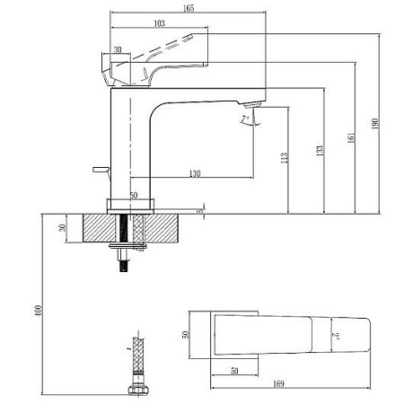 Смеситель Villeroy & Boch Architectura Square TVW12500100064 для раковины, никель