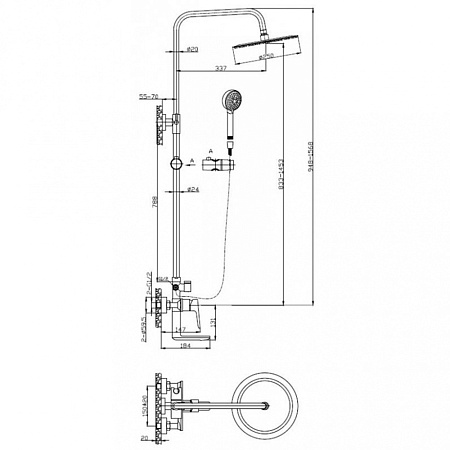 Душевая стойка BelBagno Ancona ANCONA-VSCM-CRM