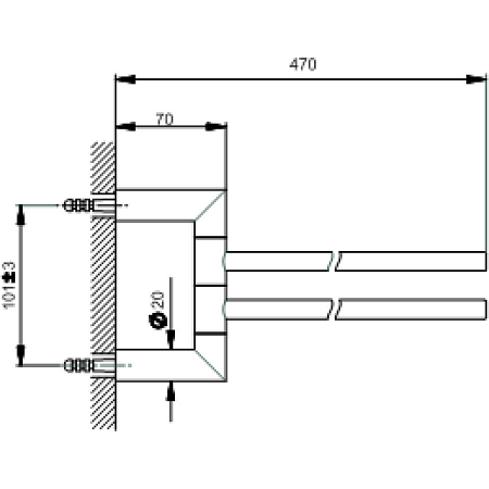 Полотенцедержатель Cisal System SY09021021 47 двойной, хром