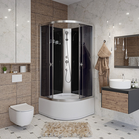 Душевая кабина Niagara Eco E90/40/TN/BK 90x90x195 стекло тонированное/профиль серебро
