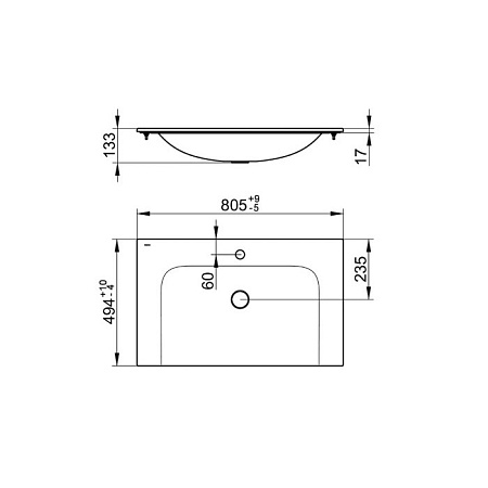 Мебельная раковина Keuco Plan 32960318001 80 см