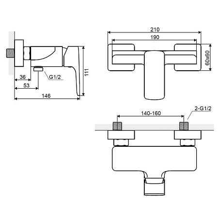 Смеситель для душа Excellent Keria AREX.2008CR хром