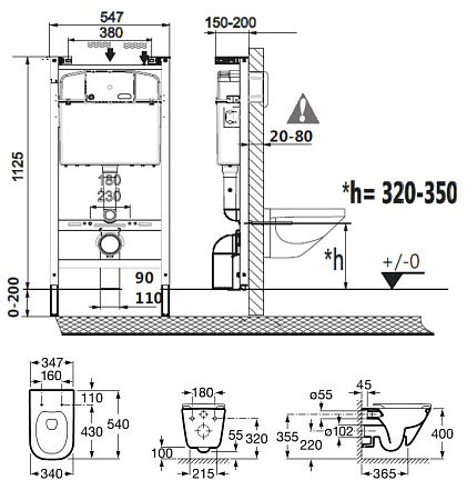 Унитаз Roca Gap Rimless 893104100 + инсталляция + кнопка