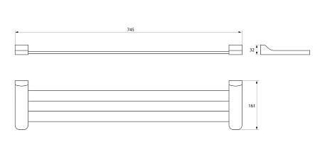 Полотенцедержатель двойной RUSH Thira TR36532В хром