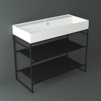 Консоль с раковиной Simas Agile AGSA101 101x46 с полками, черный матовый