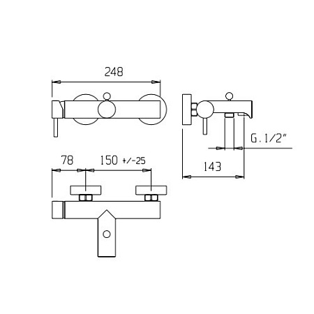 Смеситель Palazzani Mimo 02101510 для ванны с душем