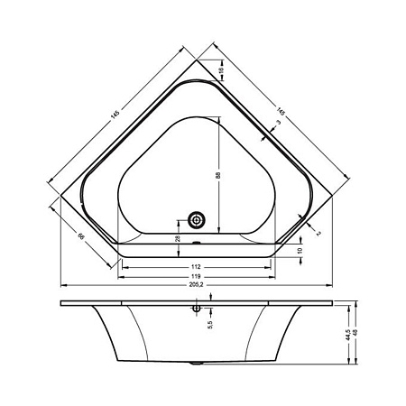 Ванна акриловая Riho Austin B005001005 145x145