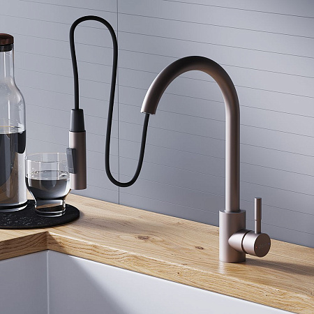 Смеситель Dorff Logic D3007511 для кухонной мойки сатин