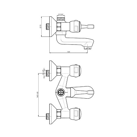 Смеситель GPD Rios BNB30 для ванны с душем