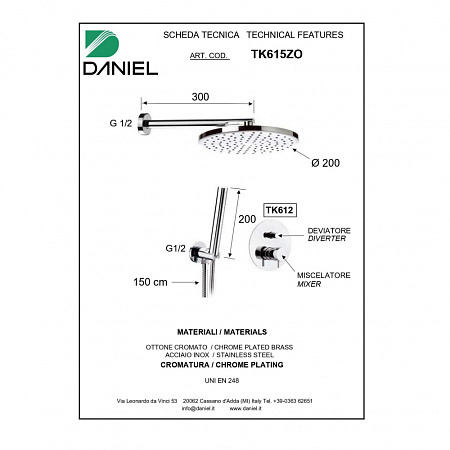 Душевой комплект Daniel Tokyo TX615ZO-DO золото