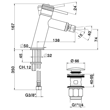 Смеситель Huber Chronos CR00055521 для биде, хром