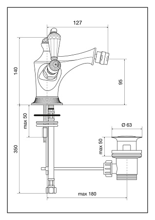 Смеситель Emmevi The One 98004LCSWNEOR для биде, золото