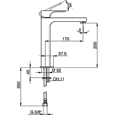 Смеситель Cisal Cubic CU00354121 для раковины, хром