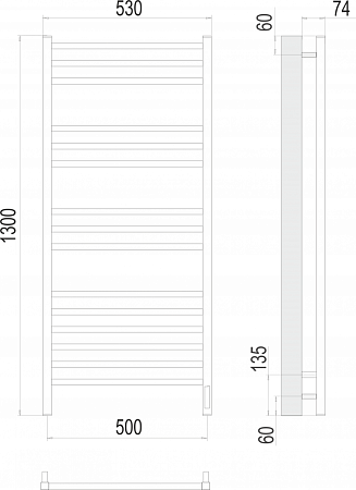 Полотенцесушитель электрический Terminus Ватикан П15 500х1300  хром