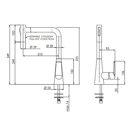 Смеситель Remer Vanity V81M для укхонной мойки, хром