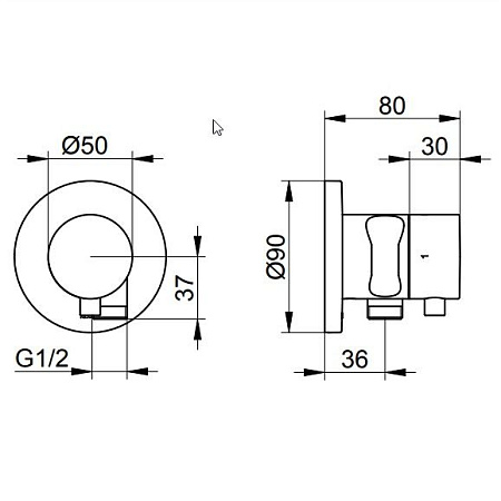 Запорный вентиль Keuco Ixmo 59557371201 черный матовый