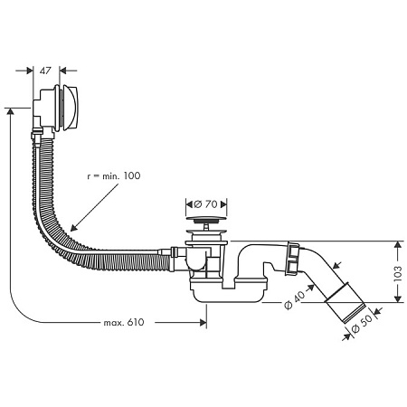 Слив-перелив Hansgrohe 58143000 хром