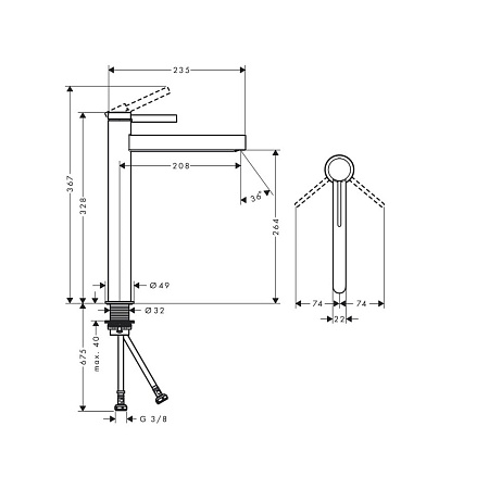 Смеситель Hansgrohe Finoris 76070670 для раковины, черный матовый